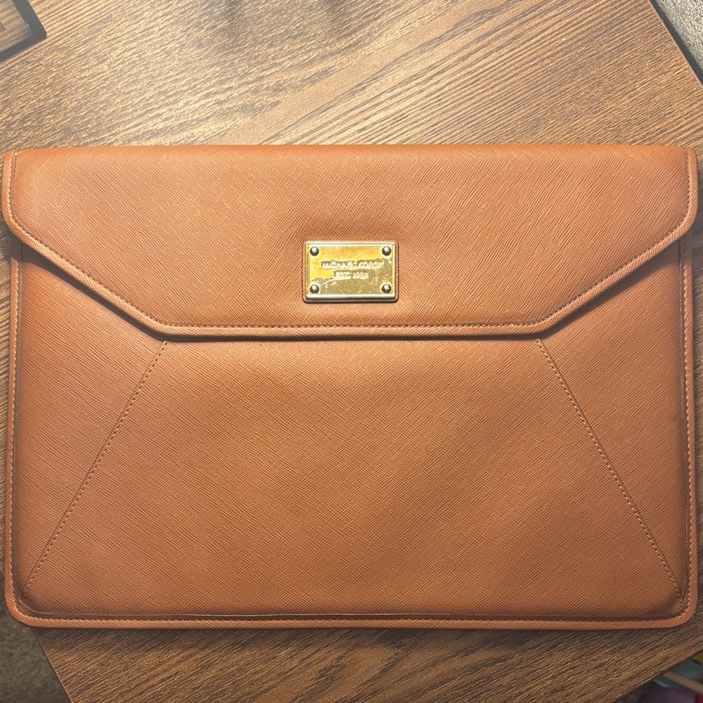 Michael Kors Brown Leather Laptop case